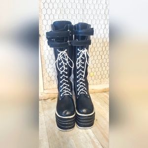 CELNEPHO Women's Gothic Wedge, Knee high boots